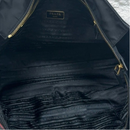 Prada Shopping Tote Re Nylon Black Yellow White