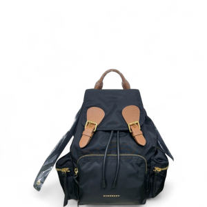 Burberry Medium Rucksack Backpack Nylon Calfskin Black Brown Burberry Medium Rucksack Backpack Nylon Calfskin Black Brown