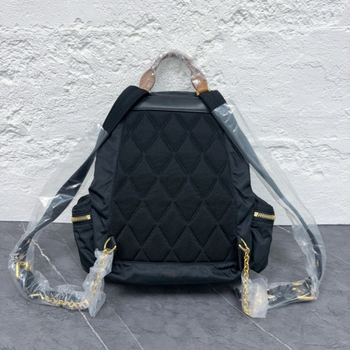 Burberry Medium Rucksack Backpack Nylon Calfskin Black Brown