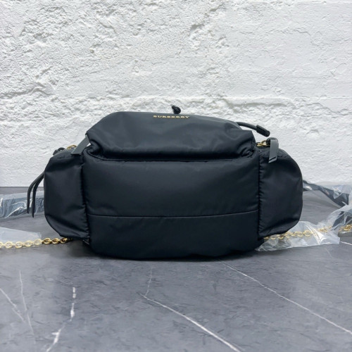 Burberry Medium Rucksack Backpack Nylon Calfskin Black Brown