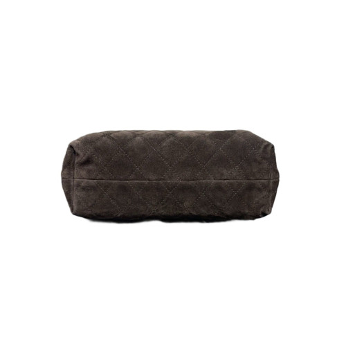 Chanel Quilted Shoulder Bag Suede Espresso Brown