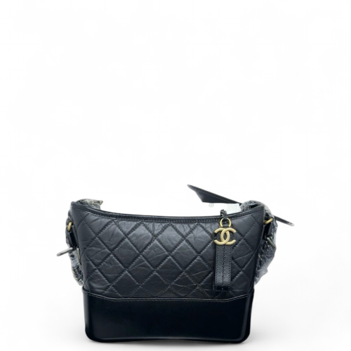 Chanel Quilted New Medium Gabrielle Hobo Calfskin Black