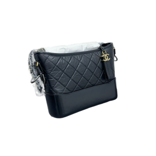 Chanel Quilted New Medium Gabrielle Hobo Calfskin Black