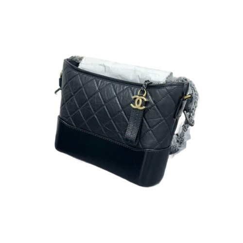 Chanel Quilted New Medium Gabrielle Hobo Calfskin Black