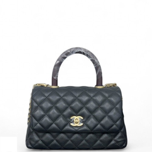 Chanel Quilted Small Coco Handle Grained Calfskin Black