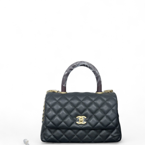 Chanel Quilted Small Coco Handle Grained Calfskin Black