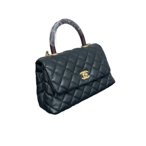 Chanel Quilted Small Coco Handle Grained Calfskin Black