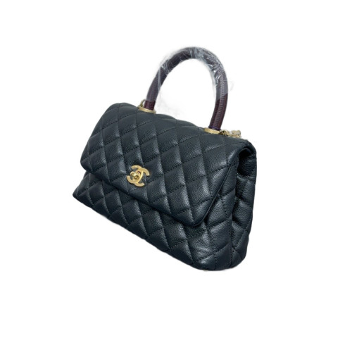 Chanel Quilted Small Coco Handle Grained Calfskin Black