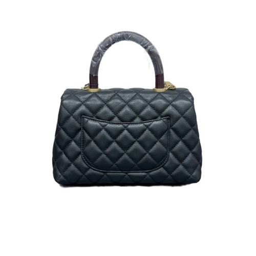 Chanel Quilted Small Coco Handle Grained Calfskin Black