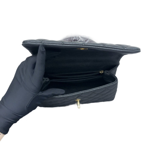Chanel Quilted Small Coco Handle Grained Calfskin Black