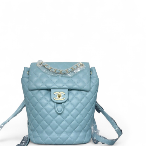 Chanel Quilted Small Salzburg Backpack Lambskin Dusty Blue