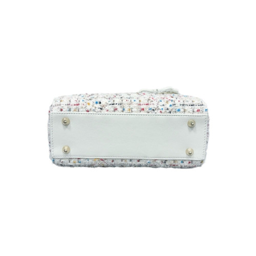 Dior Small Lady Dior Tweed Calfskin White Blue Red