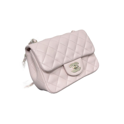 Chanel Quilted Mini Square Flap Lambskin Pink