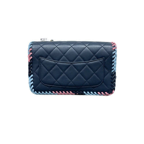 Chanel Quilted Braid Flap Bag Calfskin Black Pink Blue