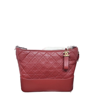 Chanel Quilted New Medium Gabrielle Hobo Calfskin Red