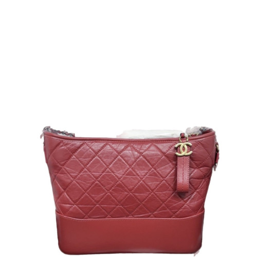 Chanel Quilted New Medium Gabrielle Hobo Calfskin Red