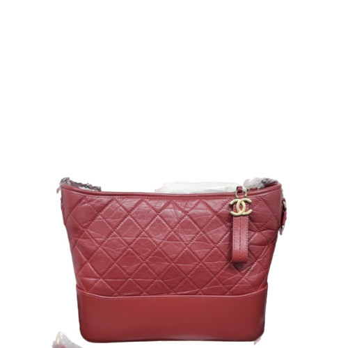 Chanel Quilted New Medium Gabrielle Hobo Calfskin Red
