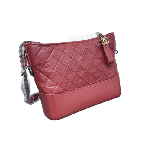 Chanel Quilted New Medium Gabrielle Hobo Calfskin Red