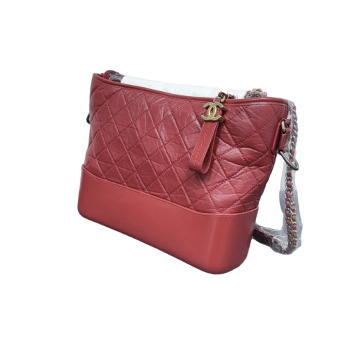 Chanel Quilted New Medium Gabrielle Hobo Calfskin Red