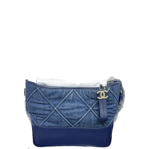 Chanel Quilted New Medium Gabrielle Hobo Denim Calfskin Blue