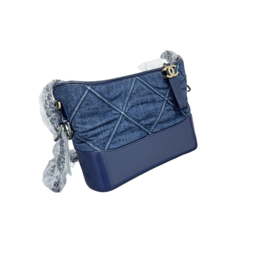 Chanel Quilted New Medium Gabrielle Hobo Denim Calfskin Blue