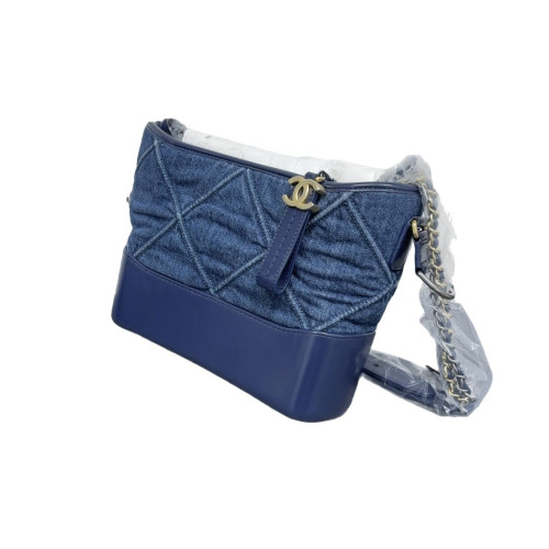 Chanel Quilted New Medium Gabrielle Hobo Denim Calfskin Blue