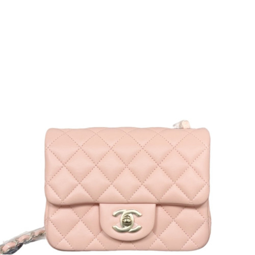 Chanel Quilted Mini Square Flap Calfskin Pink