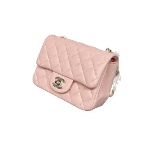 Chanel Quilted Mini Square Flap Calfskin Pink