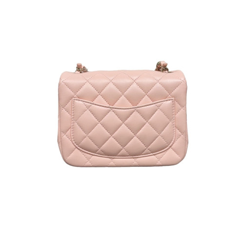 Chanel Quilted Mini Square Flap Calfskin Pink