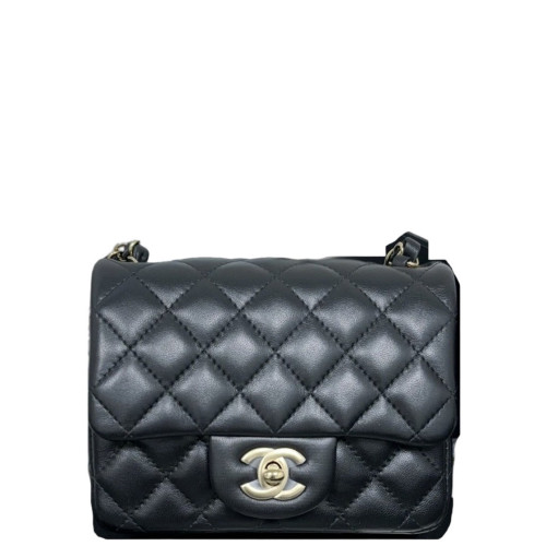 Chanel Quilted Mini Square Flap Lambskin Black