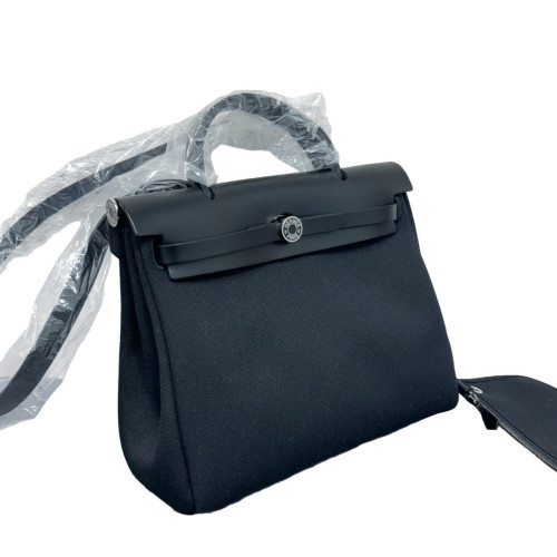 Hermes Herbag 31 Toile Vache Hunter 89 Noir