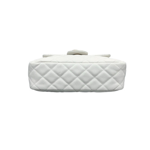 Chanel Quilted Small Wavy CC Hobo Grained Calfskin White