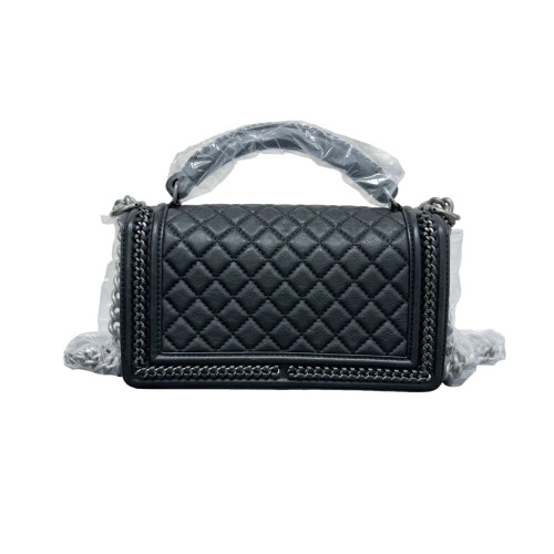 Chanel Quilted Medium Top Handle Boy Flap Calfskin Black