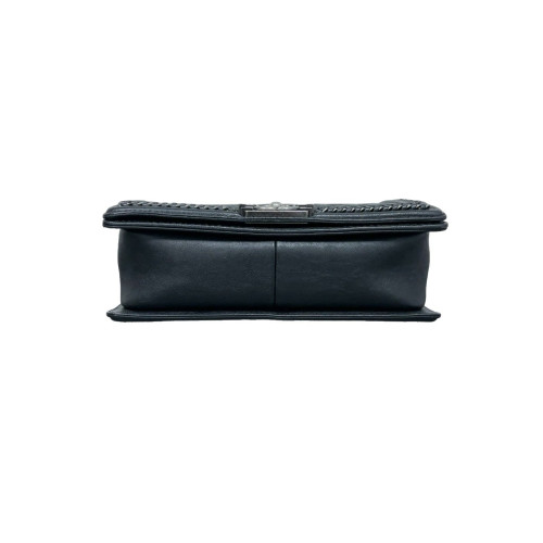 Chanel Quilted Medium Top Handle Boy Flap Calfskin Black