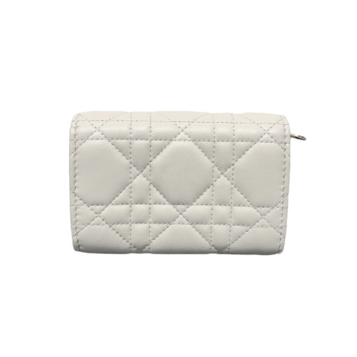 Dior Cannage Compact Wallet Calfskin Beige