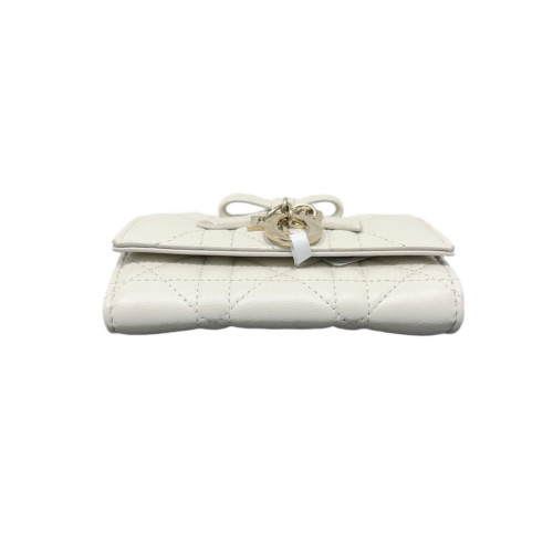 Dior Cannage Compact Wallet Calfskin Beige