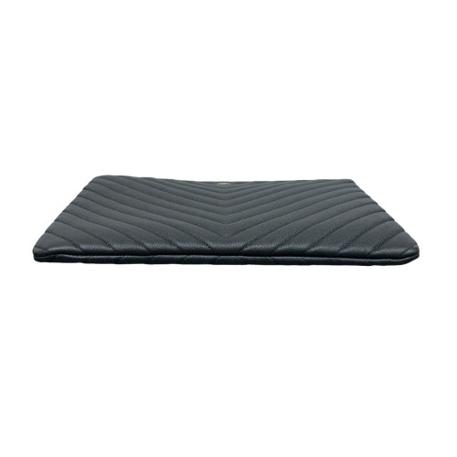 Chanel Quilted Large Boy O Case Clutch Calfskin Black