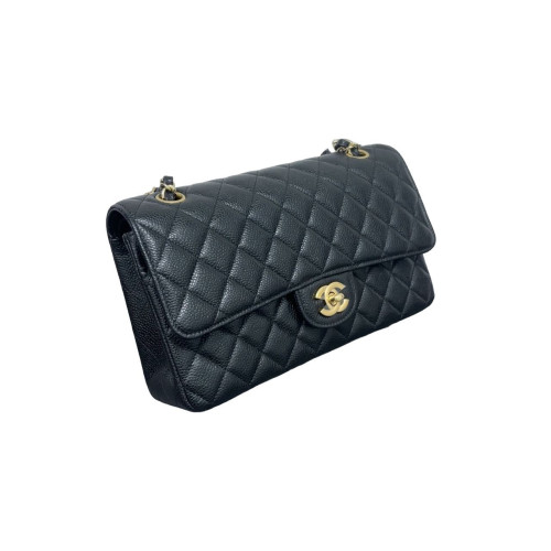 Chanel Quilted Medium Double Flap Grained Calfskin Black