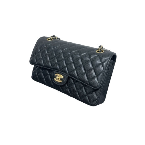 Chanel Quilted Medium Double Flap Grained Calfskin Black