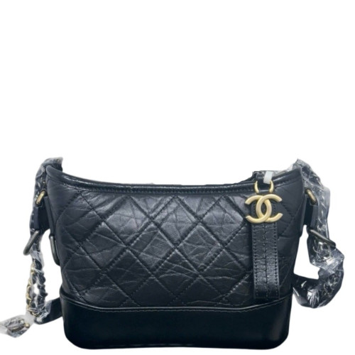 Chanel Quilted Small Gabrielle Hobo Calfskin Black