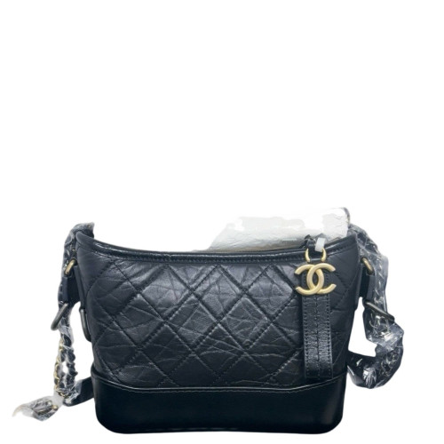 Chanel Quilted Small Gabrielle Hobo Calfskin Black
