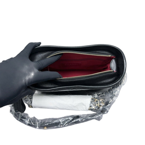 Chanel Quilted Small Gabrielle Hobo Calfskin Black