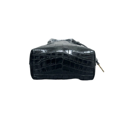 Yves Saint Laurent Tote Bag Calfskin Crocodile Embossed Black