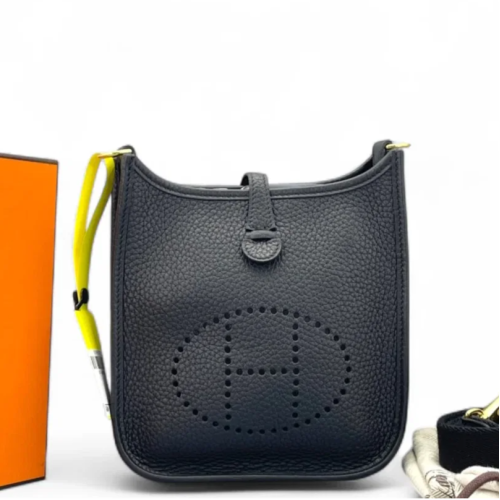 Hermes Mini Evelyne Taurillon Clemence 89 Noir