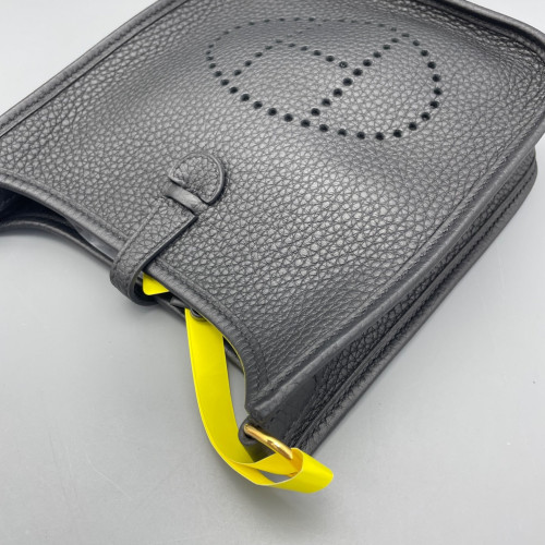 Hermes Mini Evelyne Taurillon Clemence 89 Noir