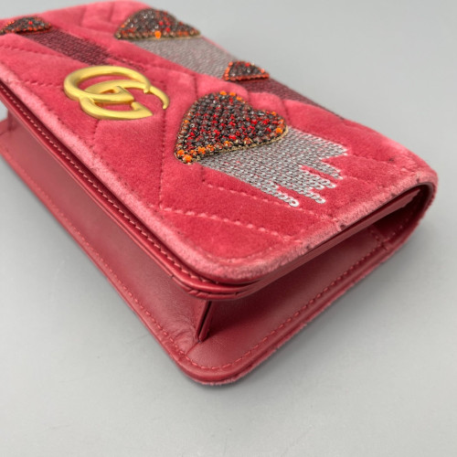 Gucci Strass Flap Bag Velvet Sequin Red White Gucci Strass Flap Bag Velvet Sequin Red White