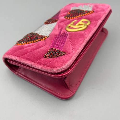 Gucci Strass Flap Bag Velvet Sequin Red White Gucci Strass Flap Bag Velvet Sequin Red White