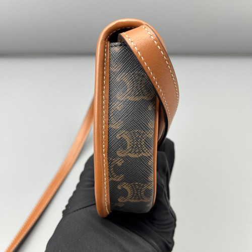 Celine Crossbody Bag Triomphe Dark Brown Tan