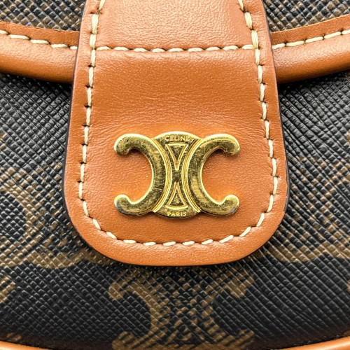 Celine Crossbody Bag Triomphe Dark Brown Tan
