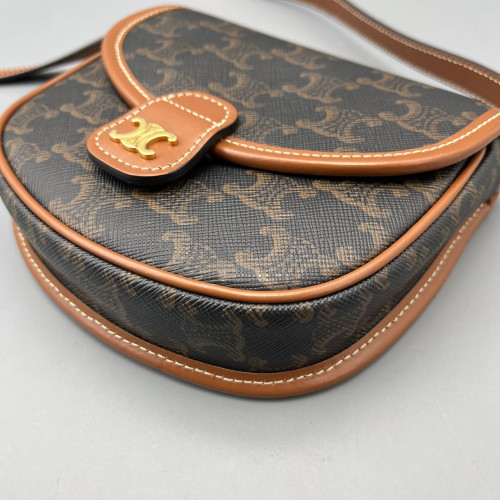 Celine Crossbody Bag Triomphe Dark Brown Tan